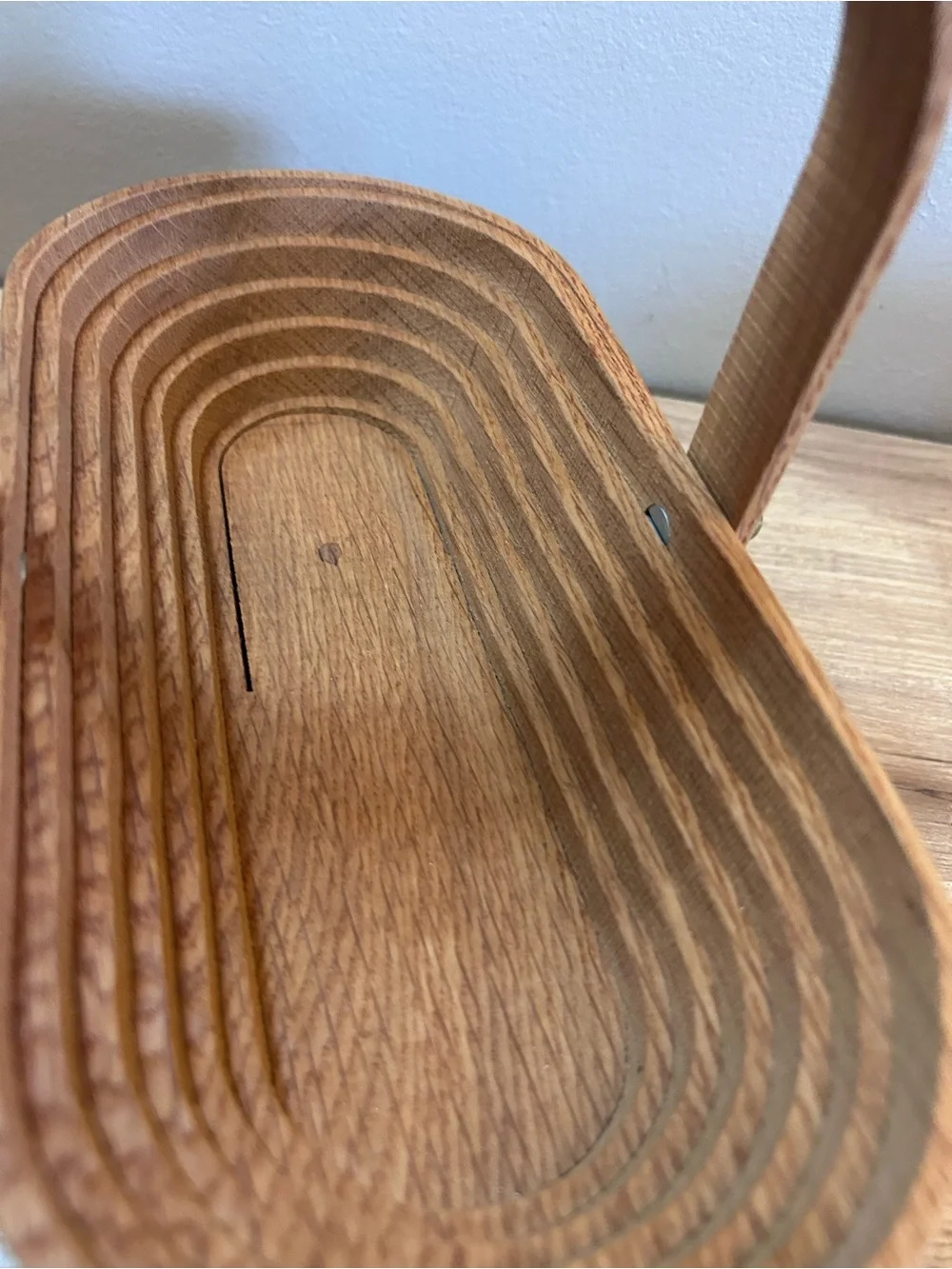 Vintage Wood Handle Basket in Natural Tan